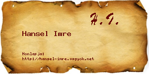 Hansel Imre névjegykártya